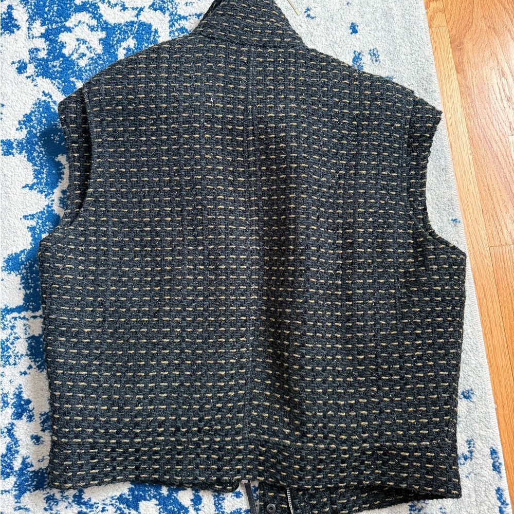 Rag & Bone Navy And Gold Textured Vest View 4